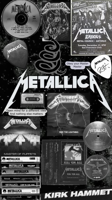 Metallica Music, Metallica Art, Collage Iphone Case, Rock N Roll Art, Ride The Lightning, Nothing Else Matters, Band Wallpapers, Metallic Wallpaper, Diy Creative Crafts