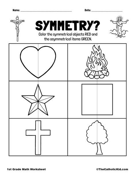 Worksheets 1st Grade, Symmetry Worksheets, Worksheet Kindergarten, 5th Grade Worksheets, Measurement Worksheets, Catholic Homeschool, Work Sheet, 1st Grade Math Worksheets, Third Grade Classroom