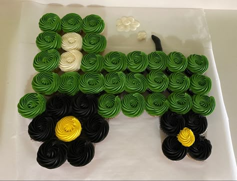 Farm Animal Pull Apart Cupcake Cake, Cupcake Truck Cake, Tractor Cupcake Pull Apart, 4 Pull Apart Cupcakes, Farm Pull Apart Cupcakes, Tractor 1st Birthday Cake, Tractor Themed First Birthday, Tractor Pull Apart Cupcakes, Tractor Cupcakes For Boys