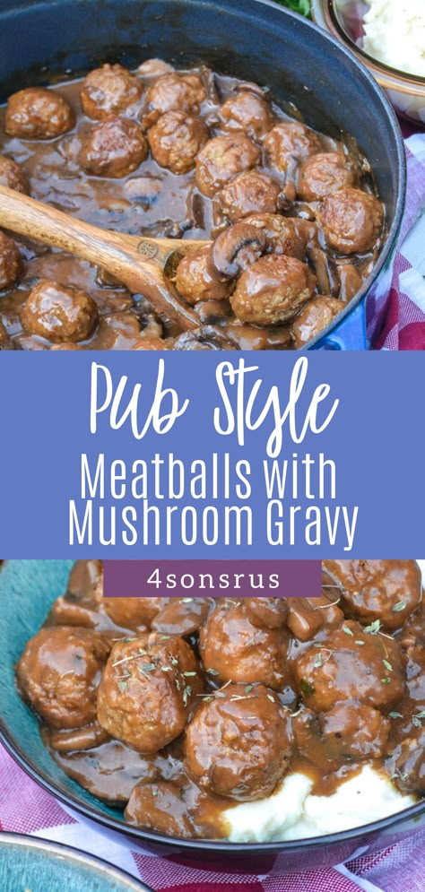 Meatballs With Brown Gravy Recipes, Mushroom Gravy Meatballs, Meatballs In Gravy Crockpot, Frozen Meatball And Gravy Recipes, Frozen Meatballs And Gravy Easy, Hamburger Meatball Recipes, Ways To Use Frozen Meatballs, What Can I Make With Meatballs, Frozen Meatballs Dinner Ideas Easy