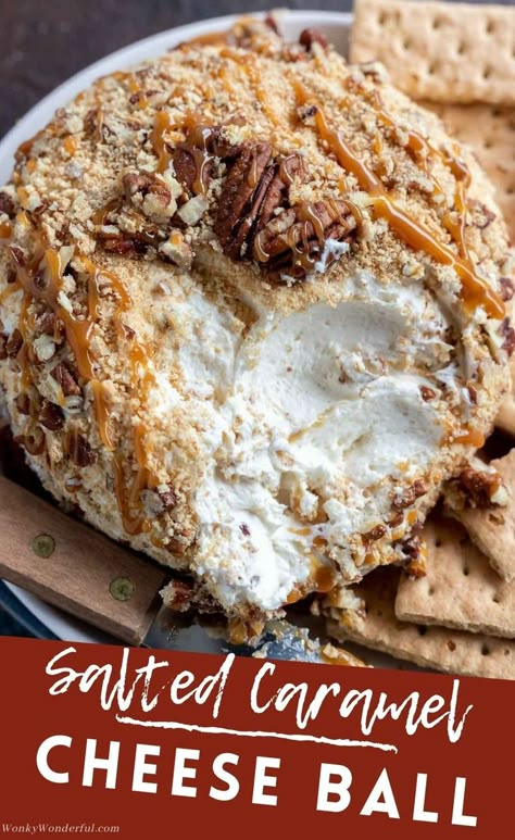 Make this Caramel Pecan Cheesecake Dessert Cheese Ball for a super easy holiday treat. Cheeseball Recipes are great for holidays, parties or game-day because they are quick, easy and travel well. Best Cheese Ball Recipes, Best Cheese Ball, Cheeseball Recipes, Fruit Boards, Cheese Logs, Dessert Cheese Ball, Caramel Pecan Cheesecake, Cream Cheese Ball, Easy Holiday Treats