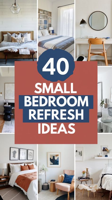 🛏️✨ Transform your space with these **Small Bedroom Refresh Ideas**! 🌟 Maximize every inch with multifunctional furniture like storage beds or floating shelves. 🖤 Light, neutral colors and mirrors can make the room feel larger, while cozy textiles and layered lighting add warmth. 🪑 Opt for vertical storage and declutter to keep things airy and organized. 🌿 Add personality with wall art, plants, or a statement headboard. Perfect for creating a serene retreat, no matter the size! 💤 #SmallBedroom #BedroomRefresh #HomeDecor #InteriorDesign #CozySpaces Shelves Light, Statement Headboard, Wall Art Plants, Layered Lighting, Cozy Textiles, Storage Beds, Art Plants, Wall Mounted Desk, Floating Desk