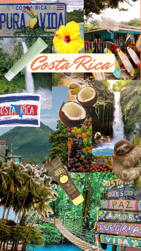 Costa Rica Wallpaper Iphone, Costa Rica Aesthetic Wallpaper, Vibe Rica, Costa Rica Wallpaper, Sea Collage, Holidays Aesthetic, Room Schemes, Costa Rica Art, Cost Rica