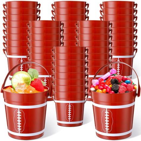 PRICES MAY VARY. Enough Quantity: the set comes with 30 drink buckets, making this package ideal for large gatherings or recurring events; Now you don't have to worry about falling short on beverage buckets for your football themed parties; More reusable buckets mean more fun, more drinks, and a more enjoyable party experience for your guests Football Themed Design: pull your sporting events together with the football themed beverage buckets; Their brown color and special design make them a well Punch Bowl Party, Candy Alcohol, Football Party Snacks, Football Treats, Football Party Favors, Football Watch Party, Football Player Gifts, Football Banquet, Party Bucket