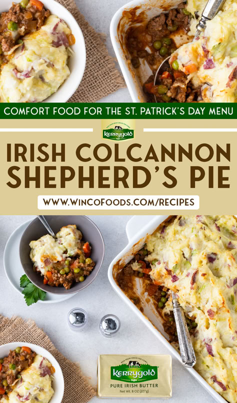 This Irish Colcannon Shepherd’s Pie is a mash up of two Irish favorites – Colcannon and Shepherd’s Pie. Every St. Patrick’s Day celebration needs this hearty comfort food on the menu. Shepherds Pie With Colcannon, Colcannon Shepherds Pie, Irish Meals, Irish Colcannon, Mint Juice, Irish Dinner, Curry Yellow, Dinner Pies, Lamb Dinner