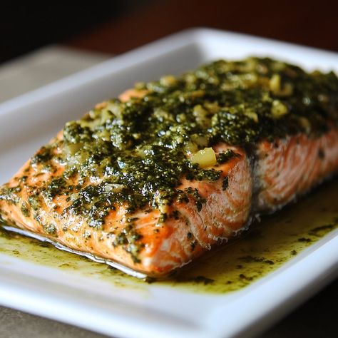 Pesto Salmon - A Flavorful, Healthy, and Easy Recipe Baked Salmon Pesto, Salmon And Pesto Recipes, Salmon With Pesto Baked, Pesto Salmon Recipes, Salmon With Pesto, Pesto Salmon Recipe, Salmon Pesto, Pesto Salmon, Pistachio Pesto