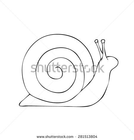 Snail - Drawn Outline Vector - stock vector Snail Tattoo Simple Cute, Snail Doodle Easy, Snail Line Art, Snail Drawing Simple, Snail Tattoo Simple, Snail Outline, Snail Drawing, Snail Image, Fine Tattoo