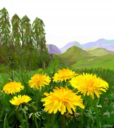 Field Of Dandelions, Dandelion Field, Different Forms Of Art, The Troubles, Field Painting, Better Job, Art Friend, Bike Path, Watercolour Tutorials