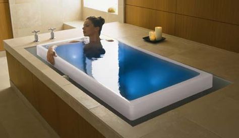 deep two person bathtub, Sok bath from Kohler- since we are adding a step up to get a deeper tub? Washroom Interior, Jacuzzi Bathroom, Kohler Bathtub, Big Bathtub, Japanese Soaking Tubs, Jacuzzi Tub, Whirlpool Bathtub, Bathroom Design Luxury, Dream Bathrooms