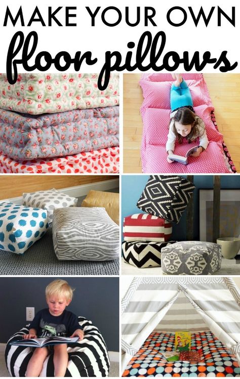 Make your own floor pillows Floor Pillows Diy, Giant Floor Pillows, Black Decorative Pillows, Sofas Vintage, Diy Lounge, Creative Flooring, Pillows Ideas, Pillows Diy, Pillow Projects