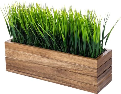 Amazon.com: MyGift 14 Inch Artificial Green Grass Plant in Solid Acacia Wood Planter Window Box, Faux Greenery in Decorative Rectangular Crate Style Wooden Container : Home & Kitchen Planter Window, Wooden Container, Faux Grass, Wood Planter, Rectangular Planters, Wood Planter Box, Fake Grass, Window Planter Boxes, Wood Planters