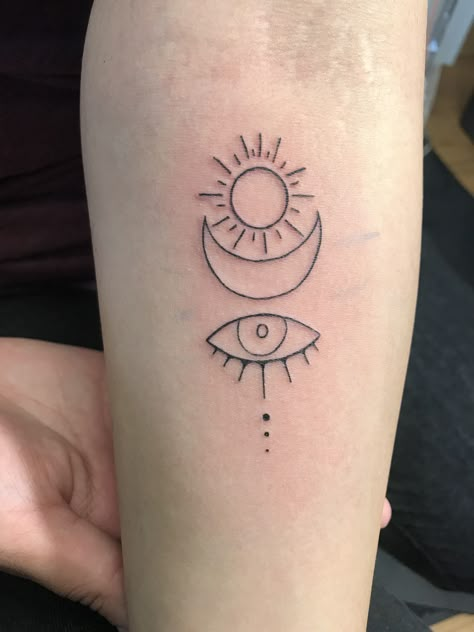 Three things you can’t hide: the sun, the moon and the truth  Sun moon and eye tattoo Eye Moon Sun Tattoo, Sun Moon And Eye Tattoo, The Sun The Moon And The Truth Tattoo, Sun Moon And Truth Tattoo, Sun The Moon The Truth Tattoo, Three Eye Tattoo, Sun And Eye Tattoo, Sun Moon Eye Tattoo, Sun Moon Truth Tattoo