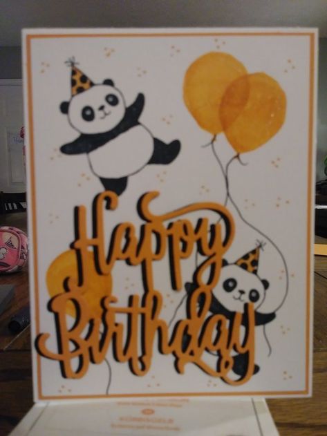 Stampin’ Up! -Party Pandas Stampin Up Panda Cards, Party Pandas Stampin Up Cards, Panda Birthday Cards, 65th Birthday Cards, Birthday Gorgeous, Hello Panda, Panda Card, Stampin Up Birthday Cards, Happy Birthday Gorgeous