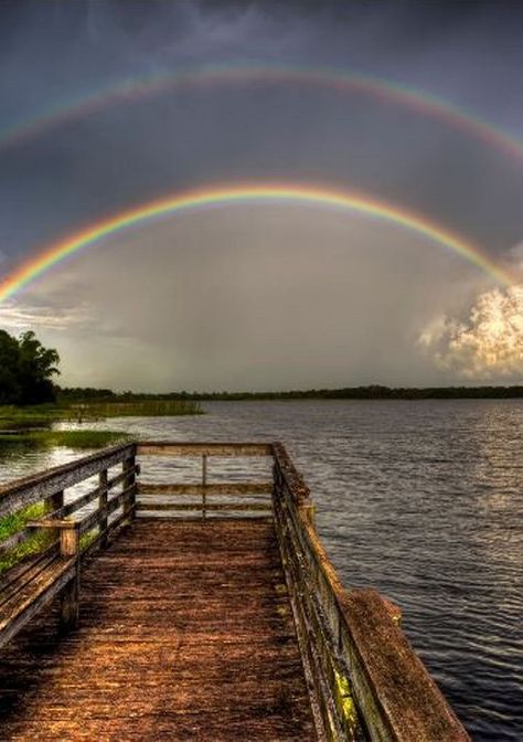 A nice double rainbow over Red Beach Lake in Sebring, Florida Sebring Florida, Rainbow Promise, Rainbow Pictures, Florida Photography, Red Beach, Double Rainbow, Rainbow Sky, Love Rainbow, Beautiful Rainbow