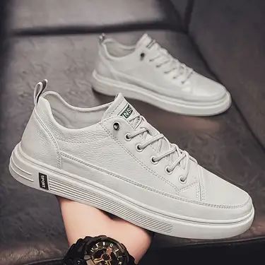 Temu White Casual Sneakers, Comfortable Walking Shoes, New Mens Fashion, Casual Leather Shoes, Men's Loafers, Sneakers Men Fashion, Skate Shoes, White Shoes, Boys Shoes