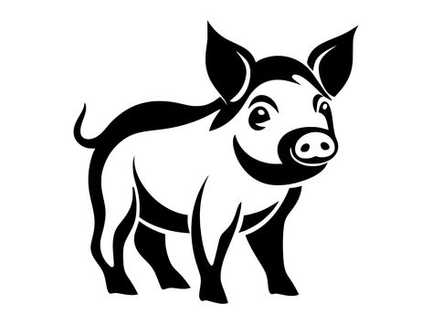 Pig Outline, Pig Printable, Cricut Stencil Vinyl, Hog Farm, Cricut Stencil, Pig Silhouette, Silhouette Logo, Printable Clip Art, Baby Pig