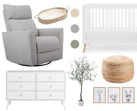 Gray Nursery Chair, Light Gray Dresser Nursery, Boy Nursery White Crib, Nursery With Grey Crib, Boy Nursery Simple, White Dresser Nursery, White And Gray Nursery, Light Grey Nursery, Grey Crib Nursery