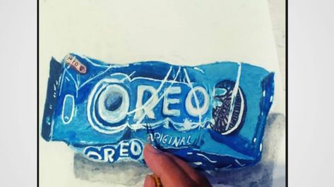 How to draw biscuit packet. How to draw 3D biscuit packet. How To Draw 3d, Draw 3d, Oreo Biscuits, 3d Drawings, Gcse Art, Realistic Drawings, Art Classes, Oreo, To Draw