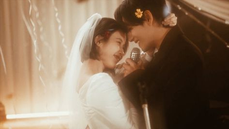 K-netizens buzz about IU and BTS's V wedding scenes in "Love Wins All" Music Video Taehyung And Iu, Ethereal Photography, Nyc Photoshoot, Romantic Drawing, Black Pink Background, Love Wins, Wedding Scene, Lightroom Editing, Perfect Boy