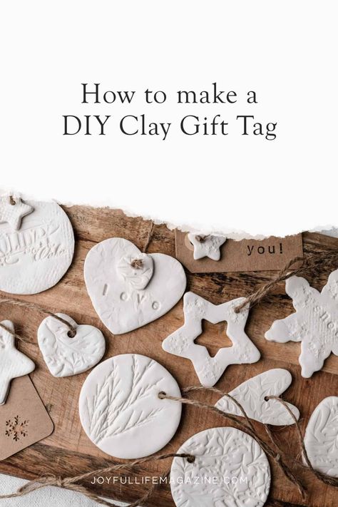 How To Make Clay Gift Tags, Air Dry Clay Ideas Christmas Gift Tags, Clay Name Tags Christmas, Salt Dough Name Tags, Clay Gift Tags Diy, Diy Clay Name Tags, Air Dry Clay Gift Tags Diy, Clay Gift Tags Christmas, Salt Dough Gift Tags