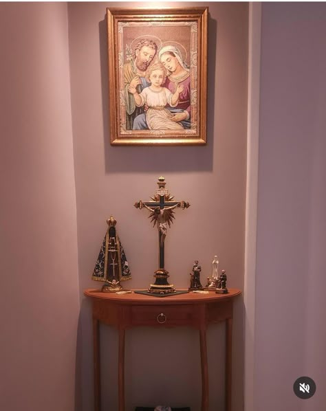 Prayer Altar At Home, Catholic Altar Home Ideas, Home Altar Catholic Beautiful, Catholic Prayer Corner, Wall Altar Ideas Catholic, Catholic Home Altar Ideas Living Rooms, Altar Ideas Sacred Space, Catholic Home Altar, Catholic Wall Decor