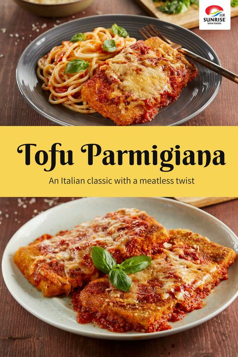 Italian Style Tofu, Tofu Parmesan Baked, Tofu Italian Recipes, Italian Tofu Recipes, Parmesan Tofu, Extra Firm Tofu Recipes, Tofu Parmigiana, Baked Tofu Recipes, Tofu Dinners