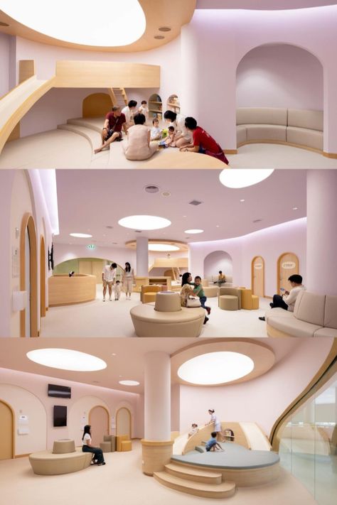 EKH Children Hospital interior Pediatric Design Interiors, Therapy Room Interior Design, Kids Therapy Room, Pediatric Waiting Room, Pediatric Dental Office Decor, Children Hospital Design, Kids Hospital, Pediatric Hospital, Pediatric Clinic