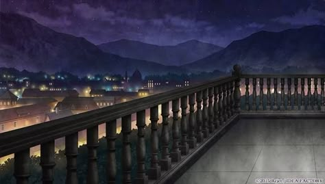 Castle Balcony Night, Rain Ambience, Gacha Backgrounds Outside, Rooftop City, Castle Background, Gacha Background, Anime Places, Night Sky Photography, Gacha Backgrounds