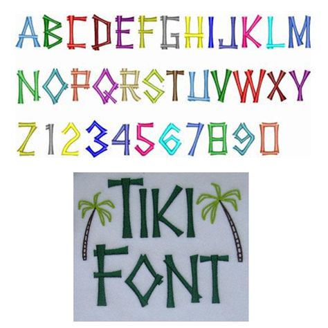 Tiki Embroidery Font Sizes: 1in, 2in, 3in Upper Case, Numbers 0-9 Palm Trees Tiki Clipart, Tiki Font, Hawaiian Tattoos, Tiki Bar Signs, Simpsons Drawings, Hawaiian Christmas, Tiki Art, Hawaiian Tattoo, Cowboy Party