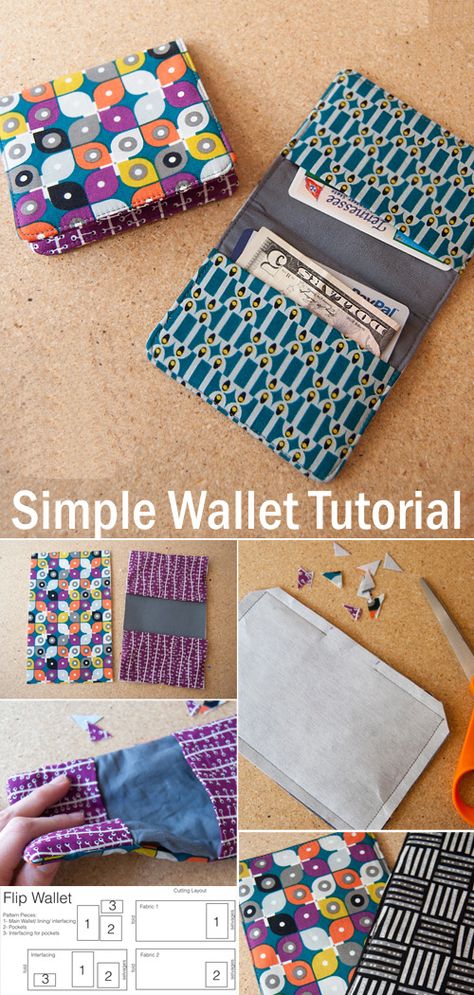 Diy Free Patterns Sewing, Wallet Sewing Pattern Easy, Purse Sewing Patterns Free Simple, Simple Sewing Crafts To Sell, Sew Wallet Pattern, Simple Pattern Sewing, Small Wallet Pattern Free, Diy Card Holder Wallet Free Pattern, Wallets To Sew