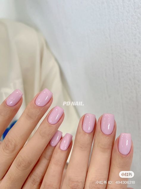 Gelish Square Nails, Short Natural Pink Acrylic Nails, Blush Pink Nails With Design, Short Pink French Tip Acrylic Nails, Short Nails Solid Color, Square Nails Solid Color, Baby Pink Short Nails, Plain Colored Nails, Short Square Pink Nails