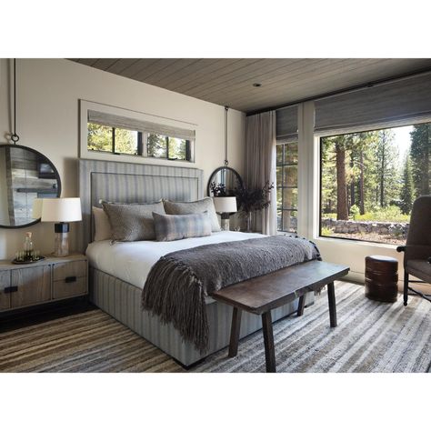 jennifer robin interiors (@jenniferrobininteriors) • Instagram photos and videos Window Above Bed, Cozy Mountain Home, Transom Window, Custom Dining Tables, Headboard Wall, Transom Windows, Above Bed, Bedroom Windows, Master Bedrooms Decor