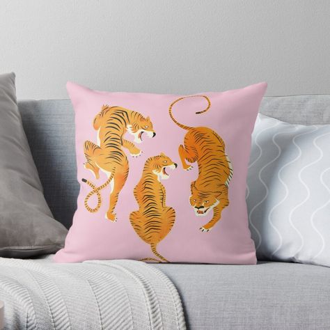 Get my art printed on awesome products. Support me at Redbubble #RBandME: https://www.redbubble.com/i/throw-pillow/Three-fierce-tigers-by-ShowMeMars/59808677.5X2YF?asc=u Clemson Decor, Preppy Cheetah, Apartment Accessories, Pretty Pillows, Future Bedroom, Pillows Couch, Dorm Inspo, Art Fish, Fish Logo