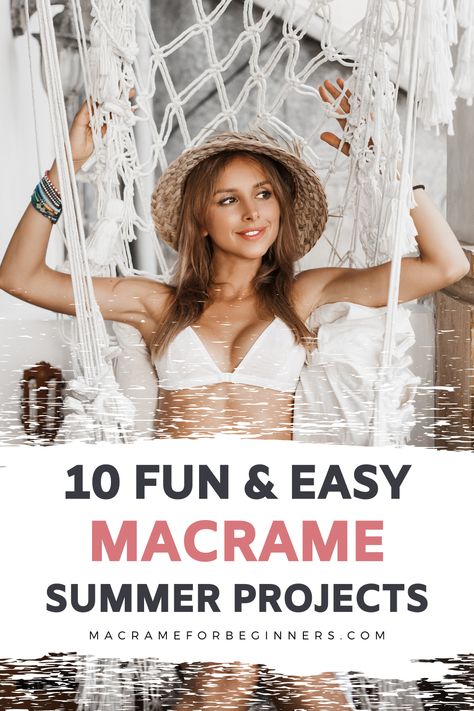 Looking for a fun Macrame Summer Project to decorate your garden, home, or your awesome self? Then I’m pretty sure you’ll love this Top 10 with my favorite free Macrame Summer patterns. Click and learn to make your own Macrame Seashell Wallhanging, Planter, Fanny Pack, Hammock, Swinging Chair, Pink Purse and many more! #macrame #macrameforbeginners #macramepatterns #macrameprojects #fiberart #diy #crafting #crafts #summer How To Macrame A Hammock, Diy Macrame Hammock Chair, Macrame Chair Patterns Free, Macrame Chairs Diy, Free Macrame Hanging Chair Patterns, Macrame Functional Ideas, Macrame Hammock Tutorial, Macrame Projects Ideas Diy Tutorial, Macrame Hanging Chair Diy