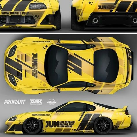 Supra Livery, Supra Design, Camaro Accessories, Kereta Sport, Car Sticker Ideas, Carros Bmw, Car Sticker Design, Car Wrap Design, Racing Car Design