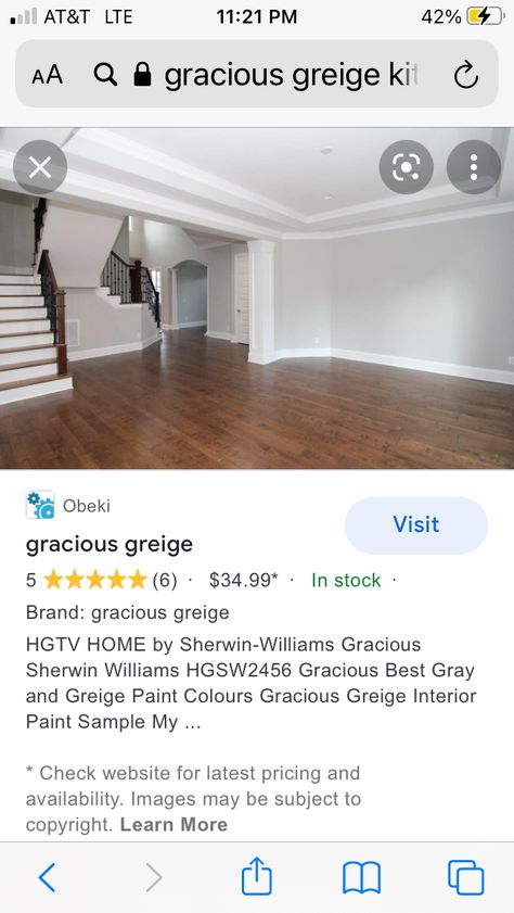 Sherwin Williams Gracious Greige, Gracious Greige Sherwin Williams, Gracious Greige, Sherwin Williams Greige, Cherry Hardwood Flooring, Transitional Interior Design, Greige Paint, Greige Paint Colors, Cherry Hardwood