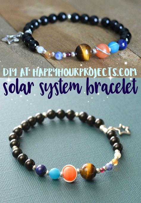 Solar System Jewelry, Diy Solar System, Solar System Bracelet, Etched Jewelry, Cc Cycle 2, Woven Jewelry, Solar Systems, Science Lesson, Necklace For Mom