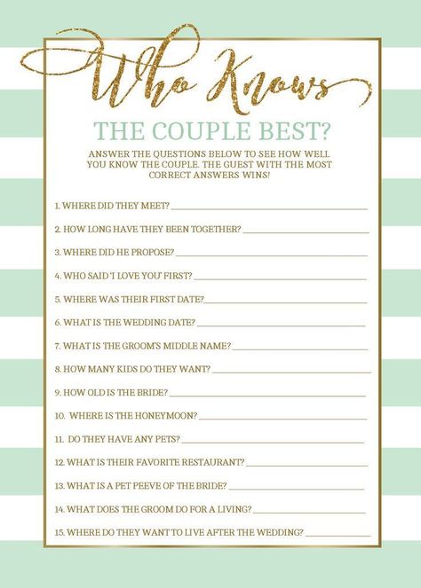 Bride And Groom Game, Who Knows The Couple Best, Shower Couple, Funny Bridal Shower Gifts, Game Bachelorette Party, Bridal Shower Games Funny, Bridal Advice, Engagement Party Games, Bachelorette Party Game