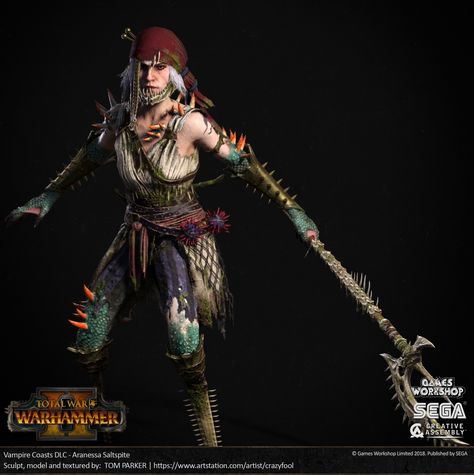 ArtStation - Total War Warhammer 2 DLC - Aranessa Saltspite Warhammer Vampire Coast, Vampire Coast, Warhammer Vampire, Tom Parker, Fantasy Battle, Warhammer Fantasy, They Said, Bad Girl, Samurai Gear