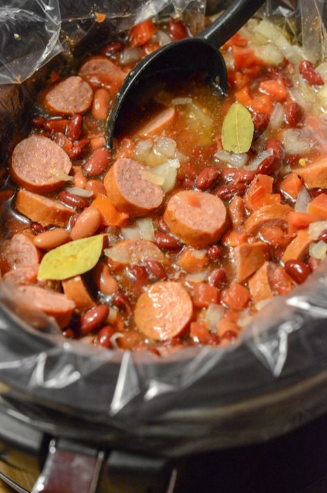 Crockpot Kielbasa And Rice, Canned Red Beans And Rice Recipe, Red Beans And Rice Crockpot, Crockpot Rice And Beans, Crockpot Red Beans And Rice, Red Beans And Sausage, Crock Pot Red Beans, Crockpot Red Beans, Red Beans And Rice Recipe Crockpot