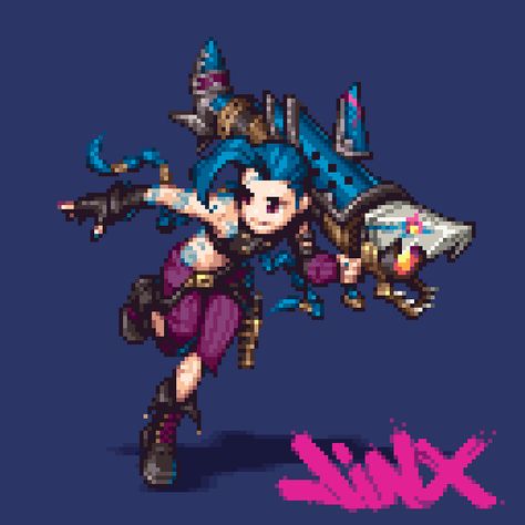 アペ 🐾 on Twitter: "GET JINXED #Arcane #Jinx #Pixelart #ドット絵… " Arcane Pixel Art, Pixel Sprites, Pixel Art Reference, Witch In The Woods, Piskel Art, Cool Pixel Art, Arcane Jinx, Pixel Art Characters, Pixel Art Games