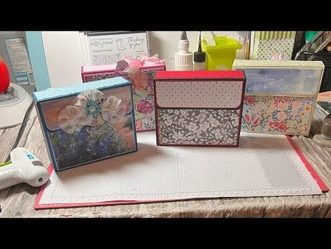 (3650) A2 Size Card Box Holder Tutorial Using Retired Stampin Up Products. - YouTube A2 Card Box, Greeting Card Holder, Homemade Paper, Card Box Holder, Greeting Card Box, Box Building, Card Holder Purse, Card Layouts, Paper Boxes