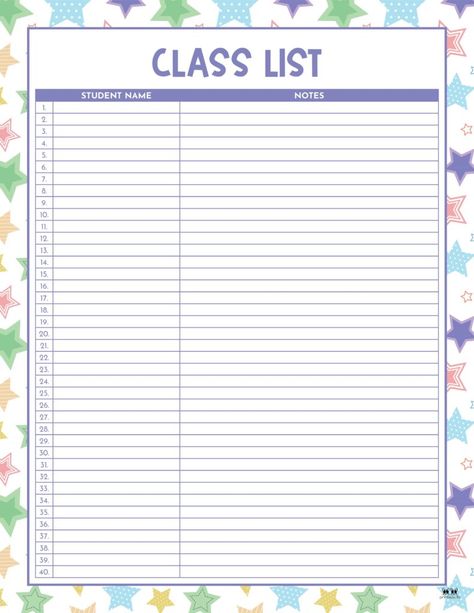 Choose from 12 different class list templates including 2 for Valentine's Day to keep track of all of your students. 100% FREE. Print from home. Class List Template, Class Template, 2025 Planner, Planet Drawing, Class List, Printable Journal, Teacher Supplies, Free Print, List Template