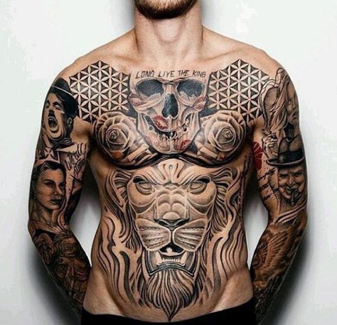 Mens Arms Torso Interesting Tattoo Of King Of The Forest Skull                                                                                                                                                                                 More Tattoos Masculinas, Tattoos Drawing, Orca Tattoo, Tattoos Pinterest, Tattoo Placements, Sanskrit Tattoo, Draw Painting, Cool Chest Tattoos, Amazing Tattoos