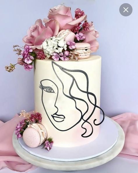 Lady Face Cake, Gateau Baby Shower Garcon, Face Cake Topper, Face Cake, 13 Birthday Cake, Silhouette Cake, Lady Face, 21st Birthday Cakes, 1st Birthday Cakes