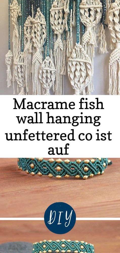 Macrame Fish, Fish Wall Hanging, Crystal Jewelry Diy, Easy Yarn Crafts, Rope Projects, Makramee Diy, Crochet Decoration, Macrame Patterns Tutorials, Macrame Ideas