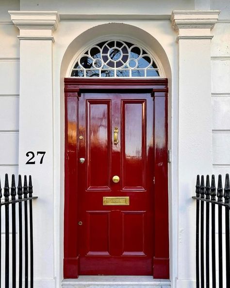 red door • Instagram Red Door House, Aluminium Front Door, Red Shutters, Exterior Door Designs, Traditional Front Doors, Red Front Door, Front Door Paint Colors, Farmhouse Entryway, Door Paint Colors