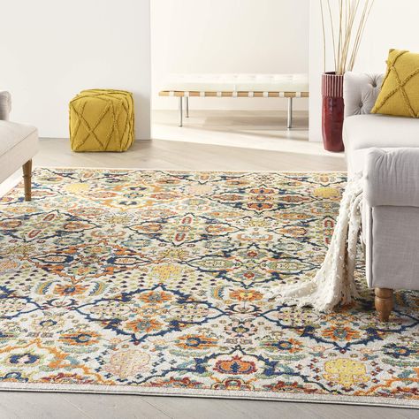 PRICES MAY VARY. Warm and colorful floral quatrefoil area rug brings a relaxed bohemian vibe Machine made of low profile, easy to clean polypropylene fibers Durable design is ideal for living room, bedroom, or dining room Due to the detailed construction of our rugs, both handmade and machine-made, sizes may vary by up to three inches in width or length OEKO-TEX Certified