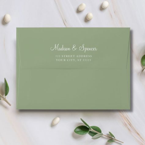 Solid Succulent Sage Green Wedding 5x7 Envelope Chic Green Envelope Bag, Green Envelope Aesthetic, Dark Green Wedding Envelopes, Sage Green Envelope, Green Envelope, Sage Green Wedding, Green Wedding, Sage Green, Succulent