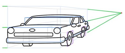 Car How To Draw Cartoons, Draw Cars, Drawing Perspective, Perspective Lessons, 1 Point Perspective, Draw Cartoons, Cars Drawing, Cars Art, One Point Perspective